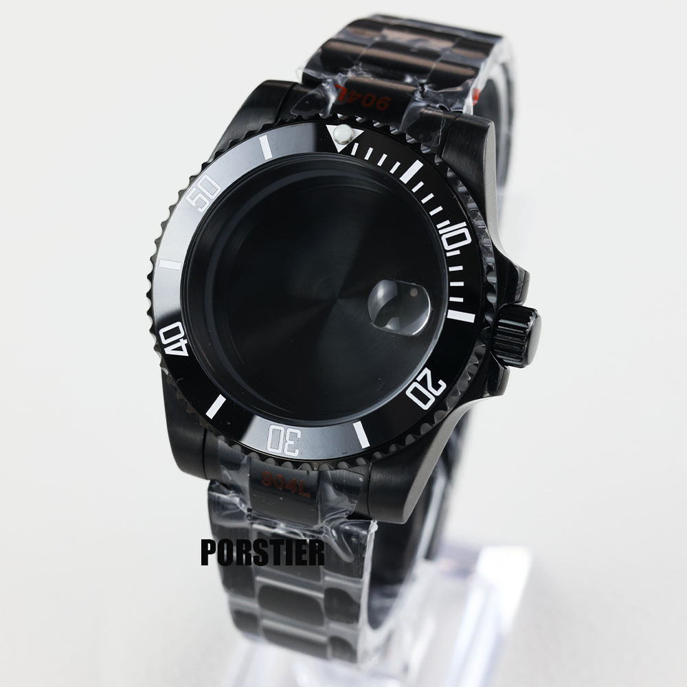 Reel Case - 40mm Siyah pvd saat kılıfı safir